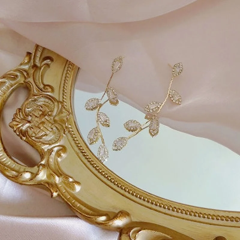 

2021 Statement Earring Crystal Leaf Earrings for Women Luxury Jewlery Gift