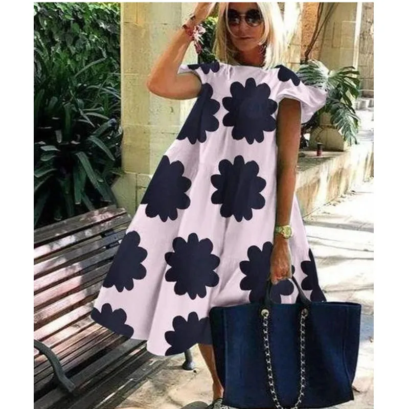 Женское платье с цветочным принтом Летнее бальное большого размера коротким