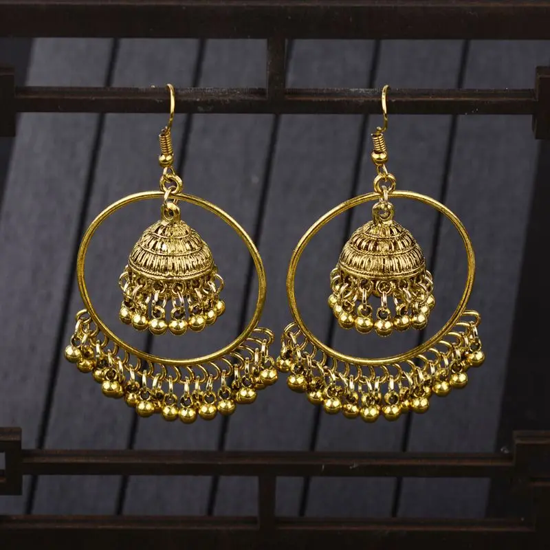 Этнические индийские Jhumka Jhumki ювелирные изделия колокольчики кисточкой Висячие
