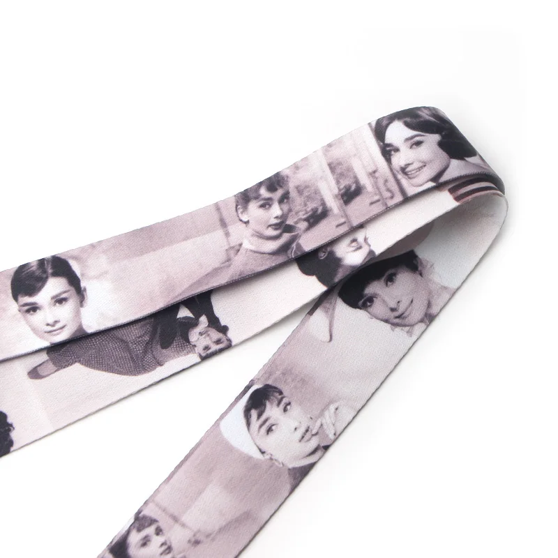 

LX104 Audrey Hepburn Keychain Lanyard Id Badge Holder ID Cartoon Pass Card Gym Mobile Phone USB Badge Holder Key Belt