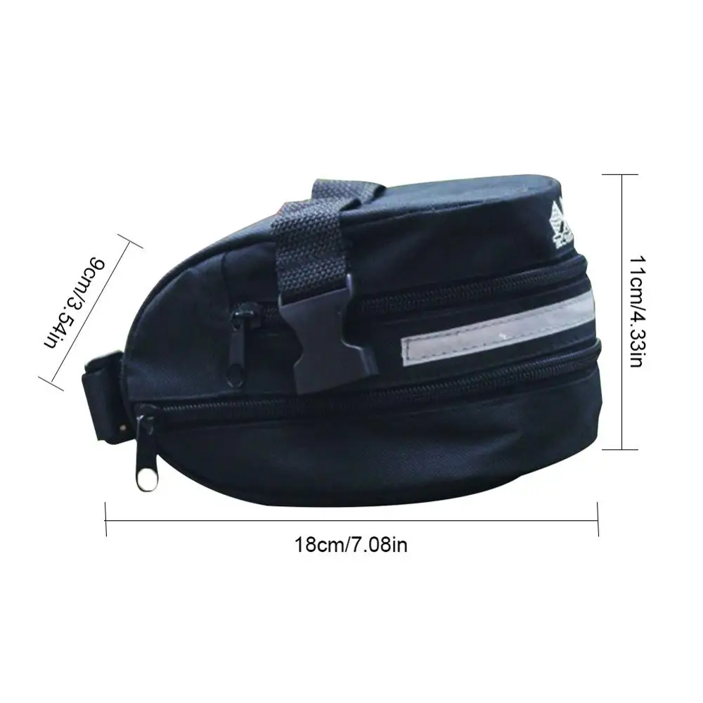 

Bike Storage Bag Saddle Bag Quick-Release Under Seat Bike Two-Tier Expandable Zip Pouch with Reflective Strips Bike Accessories