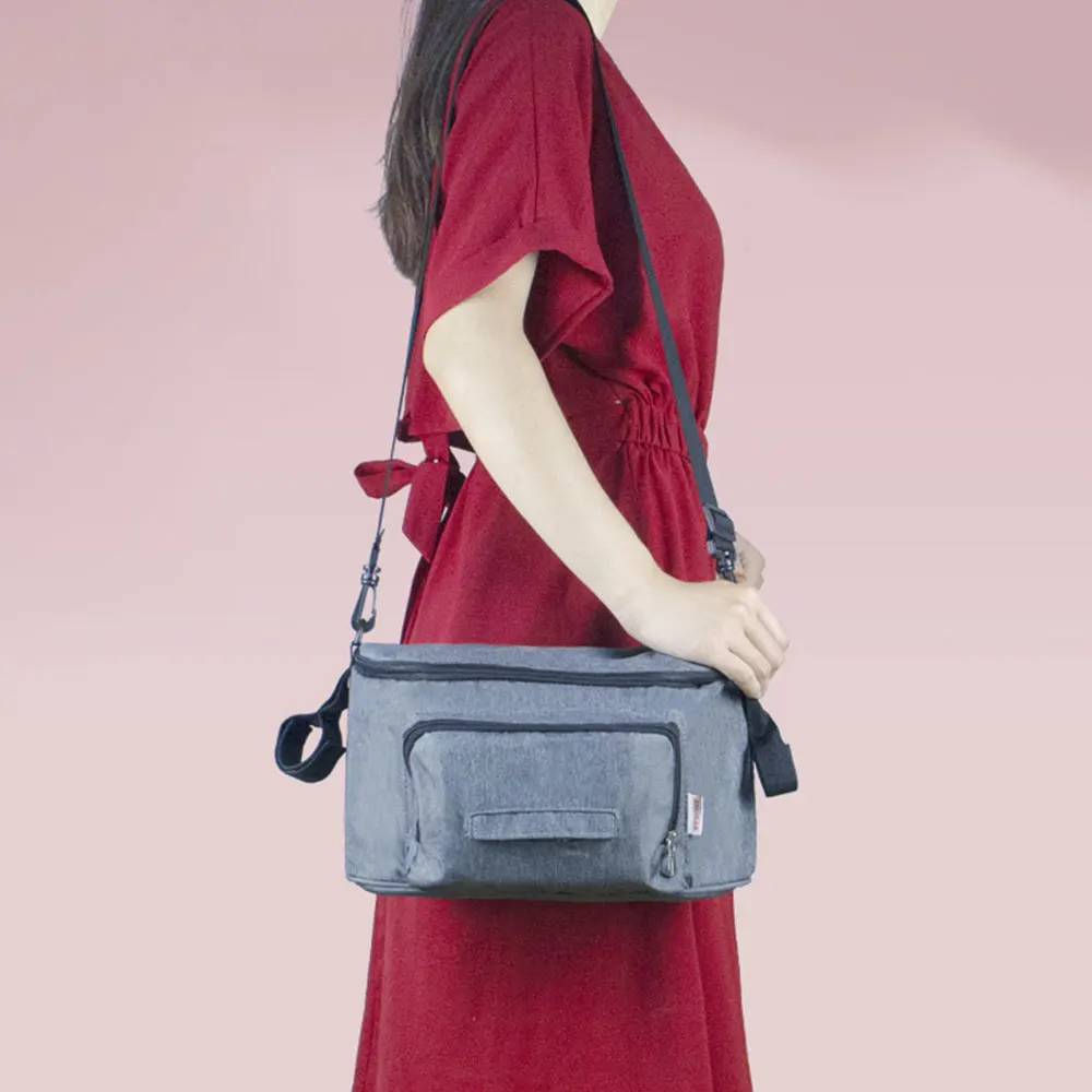 Сумка Органайзер для подгузников на коляску вместительный серый ранец ухода за