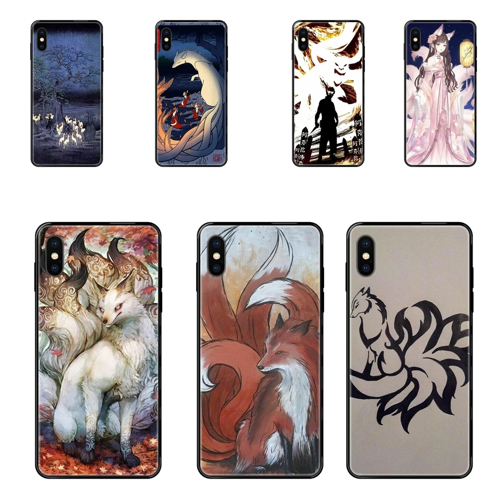 Для Galaxy S5 S6 S7 S8 S9 S10 S10e S20 edge Lite Plus Ультра черный мягкий чехол из ТПУ для Kyubi Nine Tail Fox
