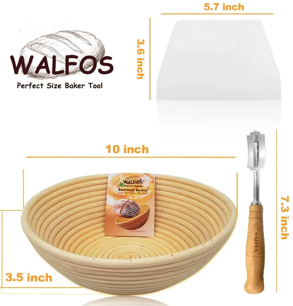 Круглый баннетон Walfos 10 дюймов корзина для хлеба во французском стиле из 100%