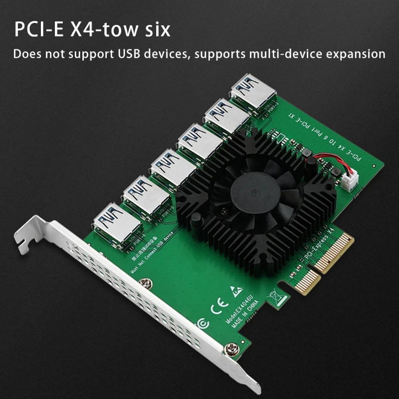

Стабильная 6-портовая Плата расширения PCIE X4 для майнинга BTC, PCI Express X4 от 1 до 6, переходная карта, позолоченная конструкция