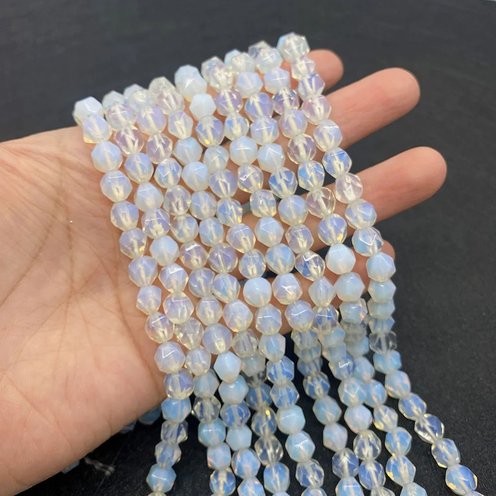 

6, 8, 10 мм, бусины из натурального камня, граненые опаловые бусины-разделители для изготовления ювелирных изделий, сделай сам, браслет, серьги,...