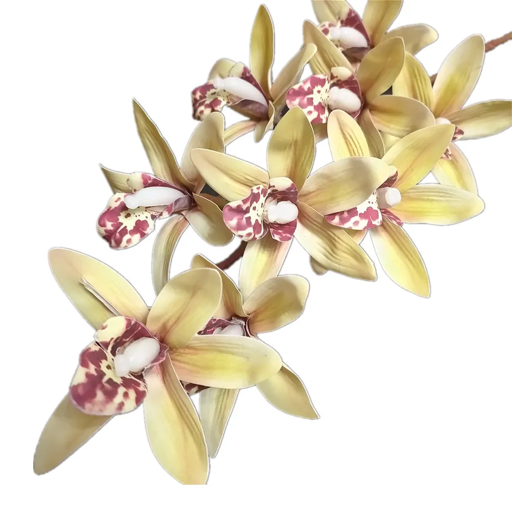 One Real Touch Cymbidium Орхидея цветок растение искусственные 9 головок фаленопсис для