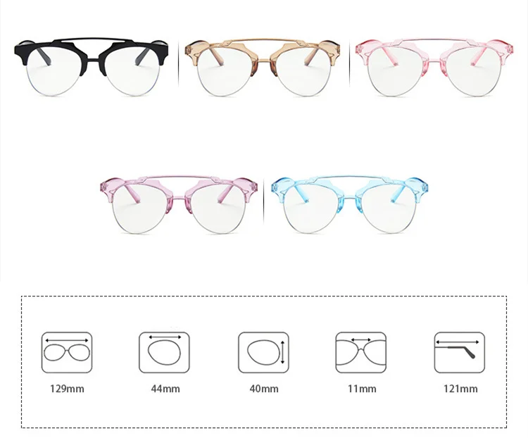 2020 New Kids Anti Blue Light Glasses Fashion Round Eyeglasses Children Semi-Rimless Clear Lens Spectacle Frame oculos infantil |