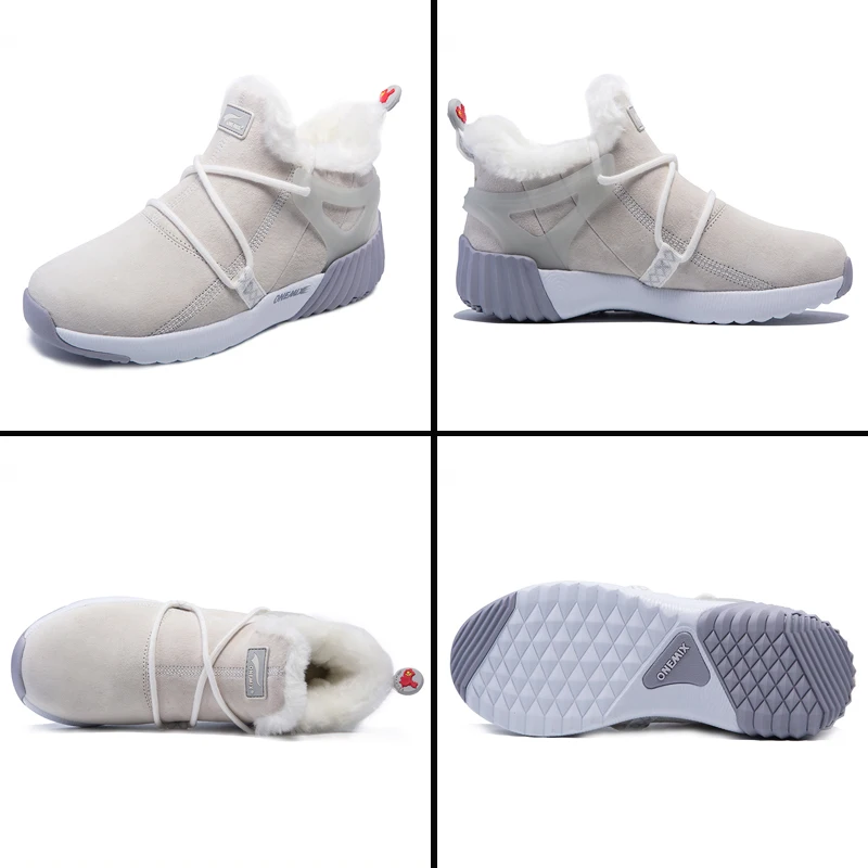 Harga ONEMIX Sepatu Bot Pria Kulit Musim Dingin Dengan Bulu 2021 Sepatu Bot Salju Pergelangan Kaki Tahan Air Mewah Hangat Sneakers Pria Atasan Tinggi Sepatu Hiking Pasangan
