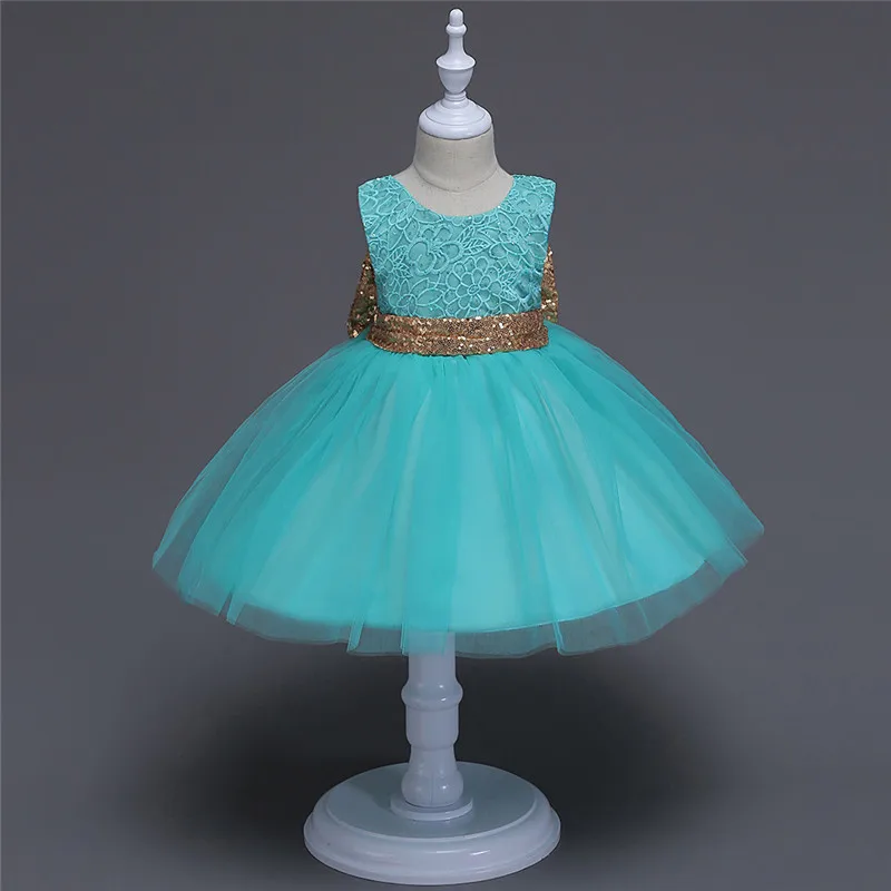 Детское мятно-зеленого белого розового цвета летнее платье с пайетками без