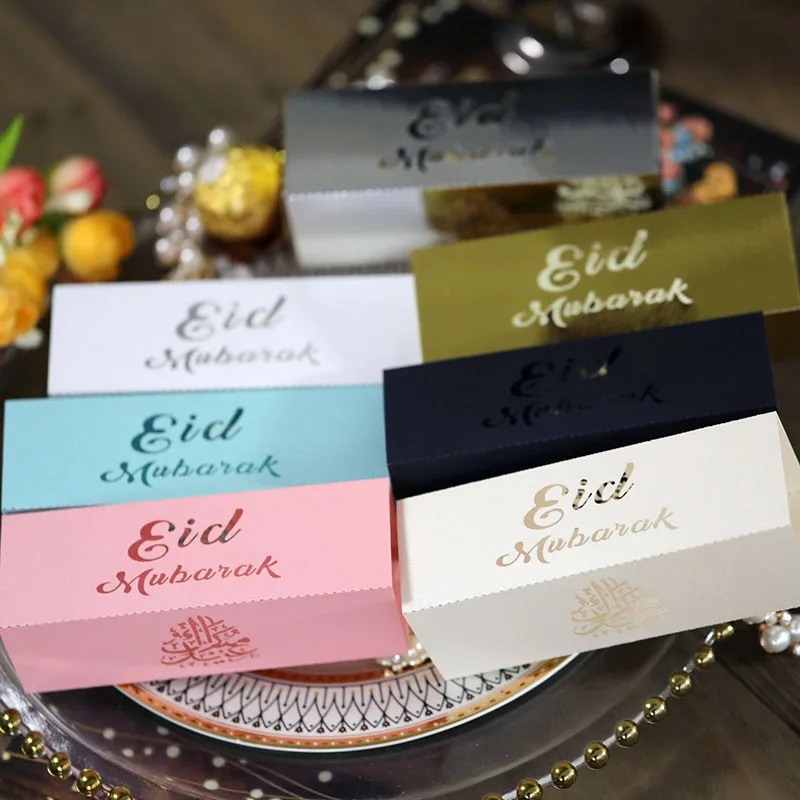 

10pcs Eid Mubarak Chocolate Candy Box Ramadan Decoration Paper Gifts Box For Home Kareem Islamic Muslim Festival Party Supplies