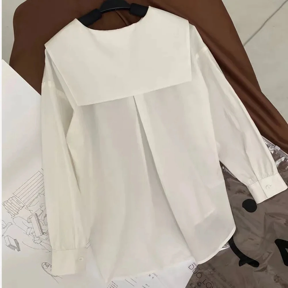 Белая рубашка с длинными рукавами для девочек 4-14 лет Детская свободная