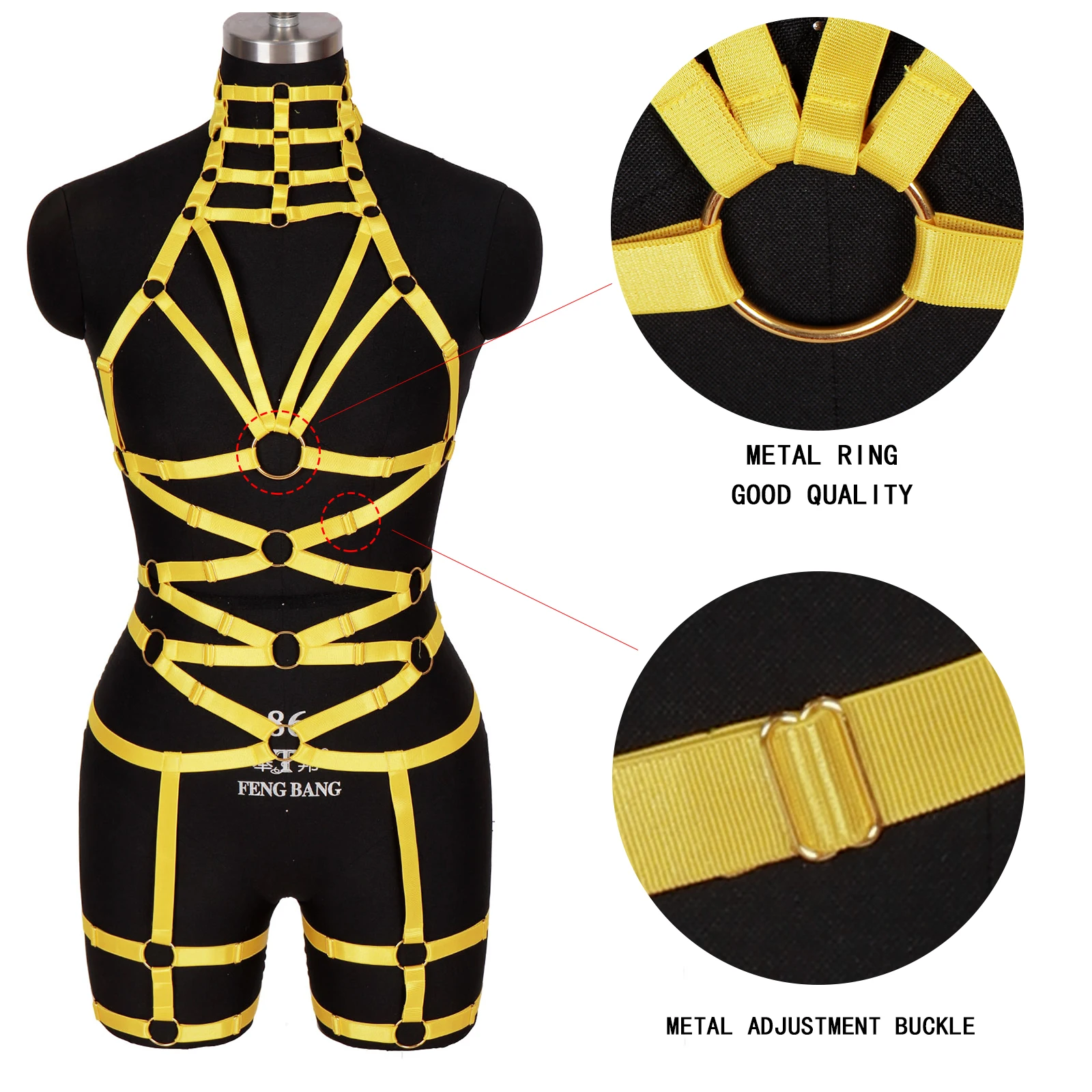 

Holographic Bodysuit Bondage Body Harness Pole Dance Sexy Lingerie Punk Leg Garter Hollow Open Chest Bra Woman Elastic Bondage