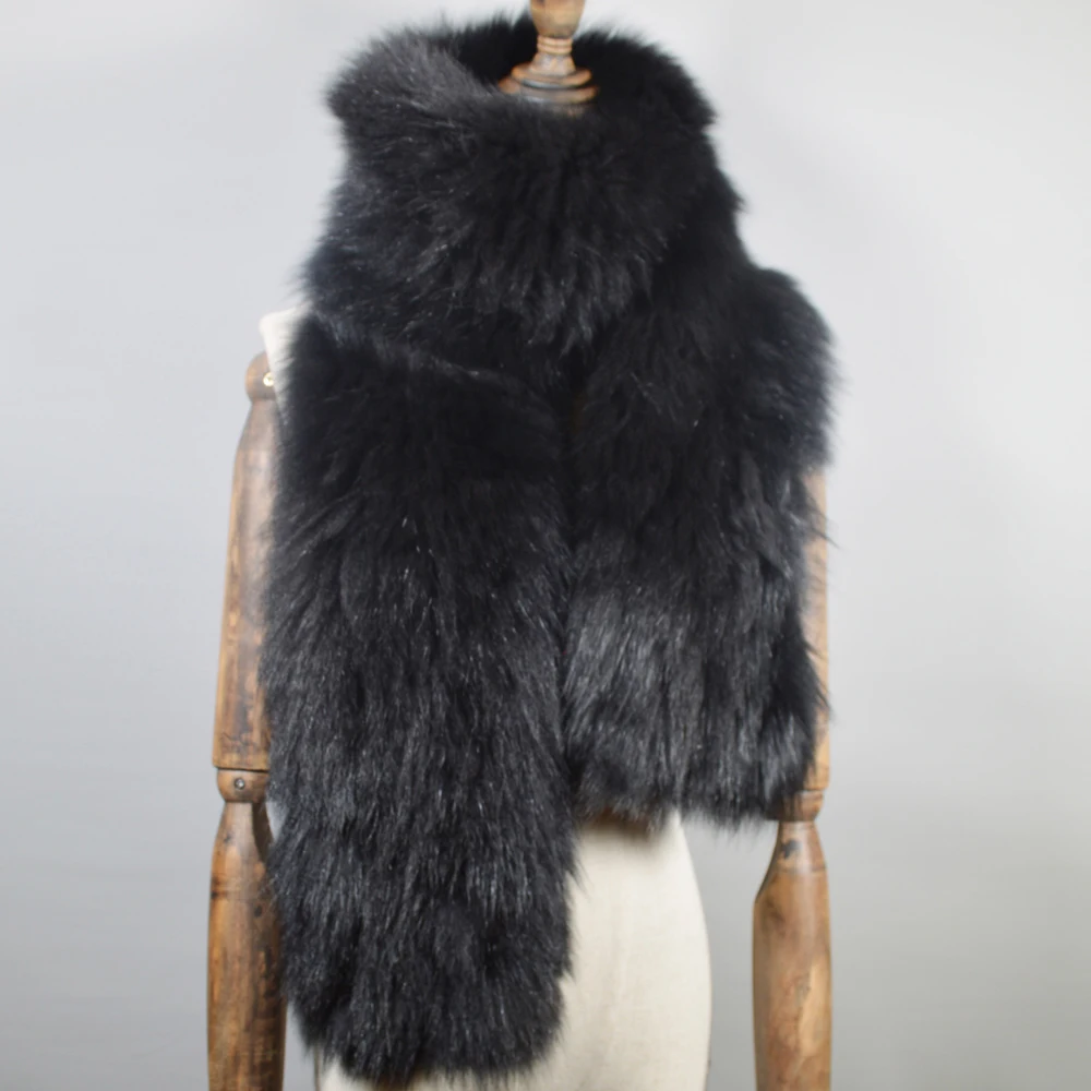 Outdoor Long Style Women Real Fox Fur Scarf Winter Warm Soft Knit Shawl Good Quality Natural Ring Scarves |