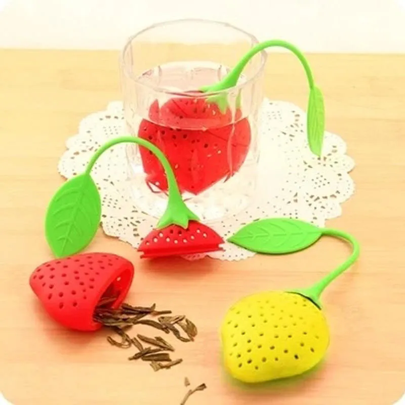 Силиконовый ситечко для чая милая в форме клубники чайный пакетик кухонный набор