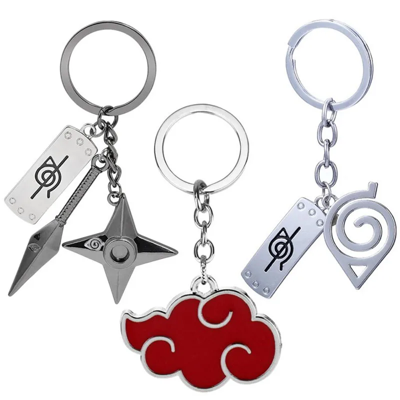 LLavero de Anime para mujeres y hombres, llaveros con forma de arma Ninja Kunai de nube roja,