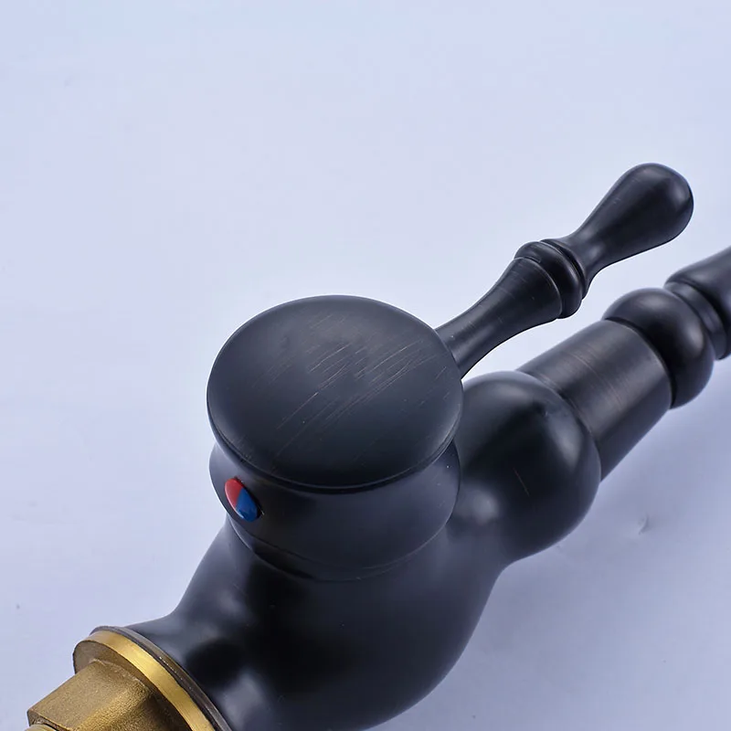 

Deck Mount Bathroom Kitchen Faucet Single Handle 360 Rotate Basin Sink Mixer Taps Black Hot and Cold Water Mixers