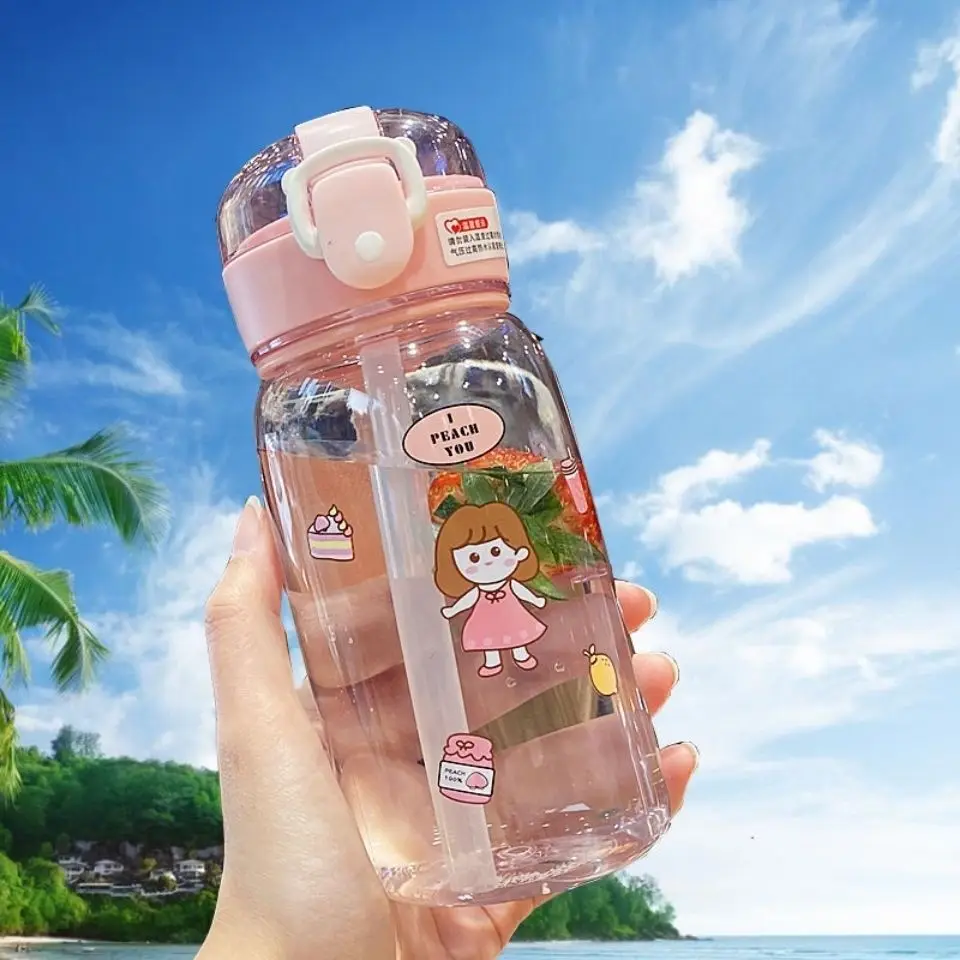 

Summer girl's heart water cup cartoon cute portable straw cup net red shake high color plastic cup