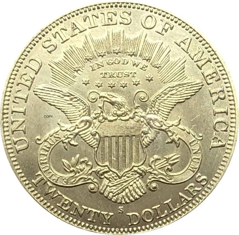 United States Liberty Head Double Eagle US 1877 1877 CC 1877 S Twenty Dollars Motto In God We Trust Gold Coins Brass Copy Coins images - 6