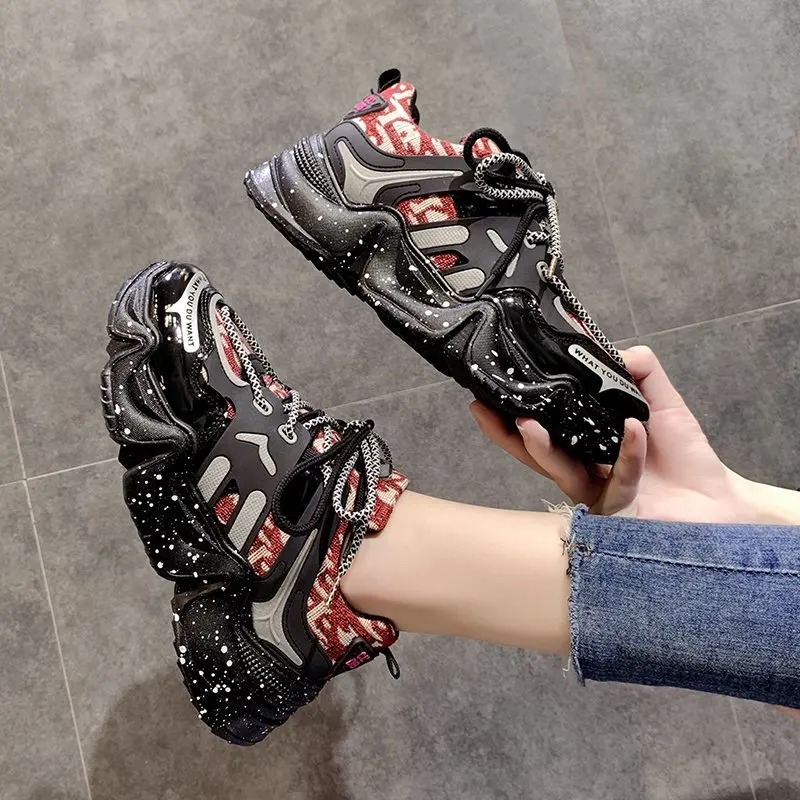 

Fashion Women Shoes Sneakers Breathable Light Chunky Dad Shoes Women Thick-Soled Outdoor Sports Footwear Female Platform Shoes