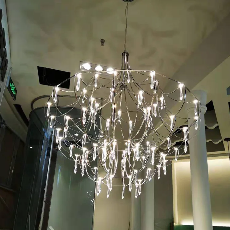 Beste Rvs Crystal Dezelfde Stijl Trap Clear Bar Moderne Minimalistische Firefly Kubus Vorm Kroonluchter