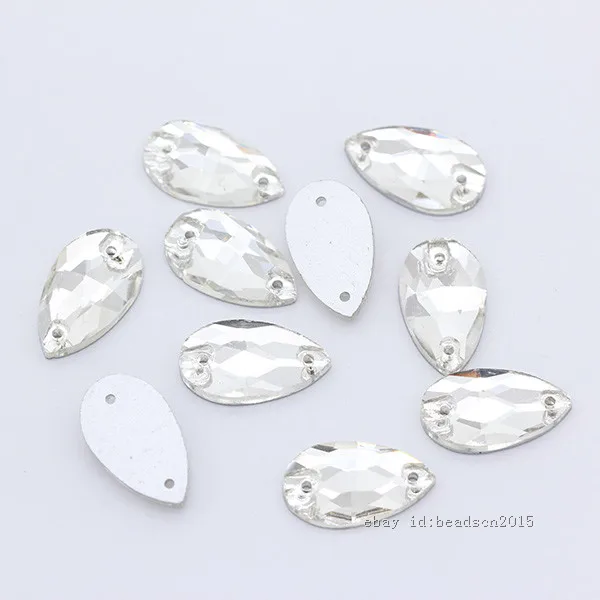 clear 28p 11x18 мм, цветные стразы в форме капли, кристаллы, стеклянные камни, Пришивные серебряные стразы с плоской задней частью, драгоценные камни, 2 отверстия, бусины на пуговицах для свадебного платья - Цвет: clear