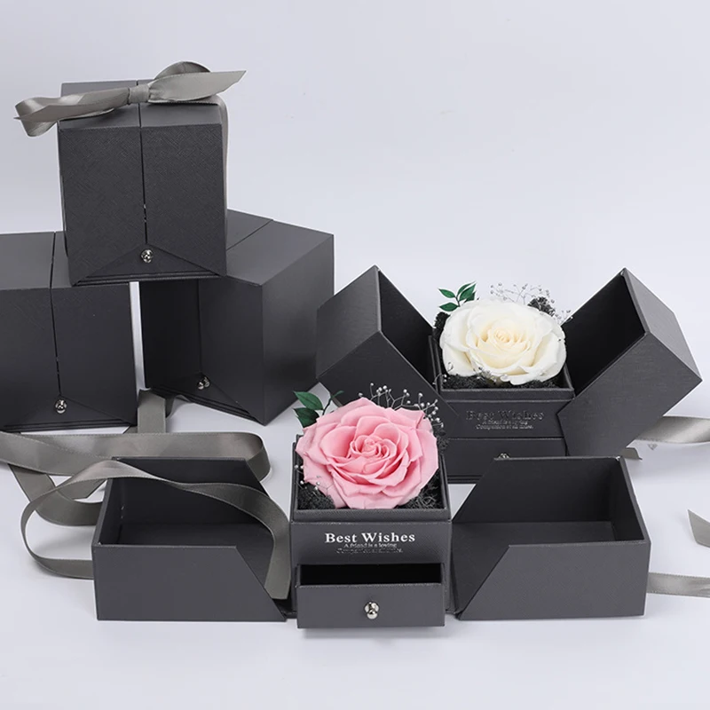 

Подарочная коробка для украшений Forever Rose с маленьким ящиком, шкатулка для украшений ручной работы, подарок для женщин @ LS