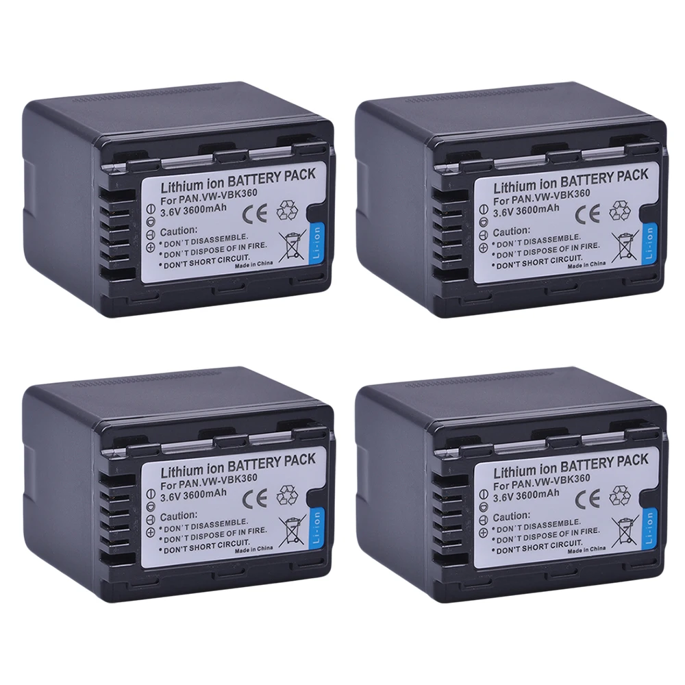 

4PC VW-VBK360 VWVBK360 VW VBK360 Li-ion bateria Battery for Panasonic HDC-TM40 HDC-TM41 HDC-TM55 HDC-TM60 HDC-TM80 HDC-TM90 SD40