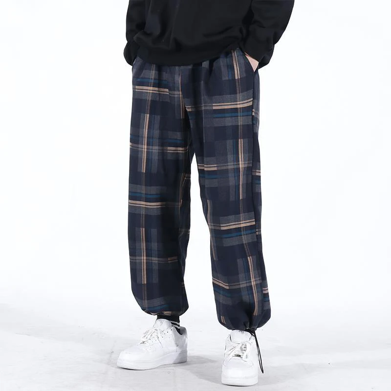 

Брюки мужские в клетку, спортивные штаны в стиле хип-хоп, повседневные брюки-карго, Модные свободные прямые уличные штаны в Корейском стиле, ...