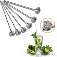 6pcs stainless steel cocktail stirrers reusable anti rust multi function milk tea coffee heart spoon for bar office home use