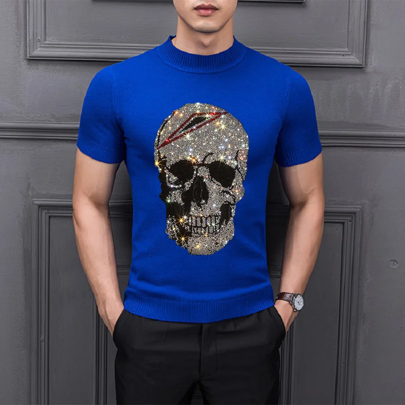 

Мужская повседневная кашемировая футболка с коротким рукавом и 3D-принтом черепа