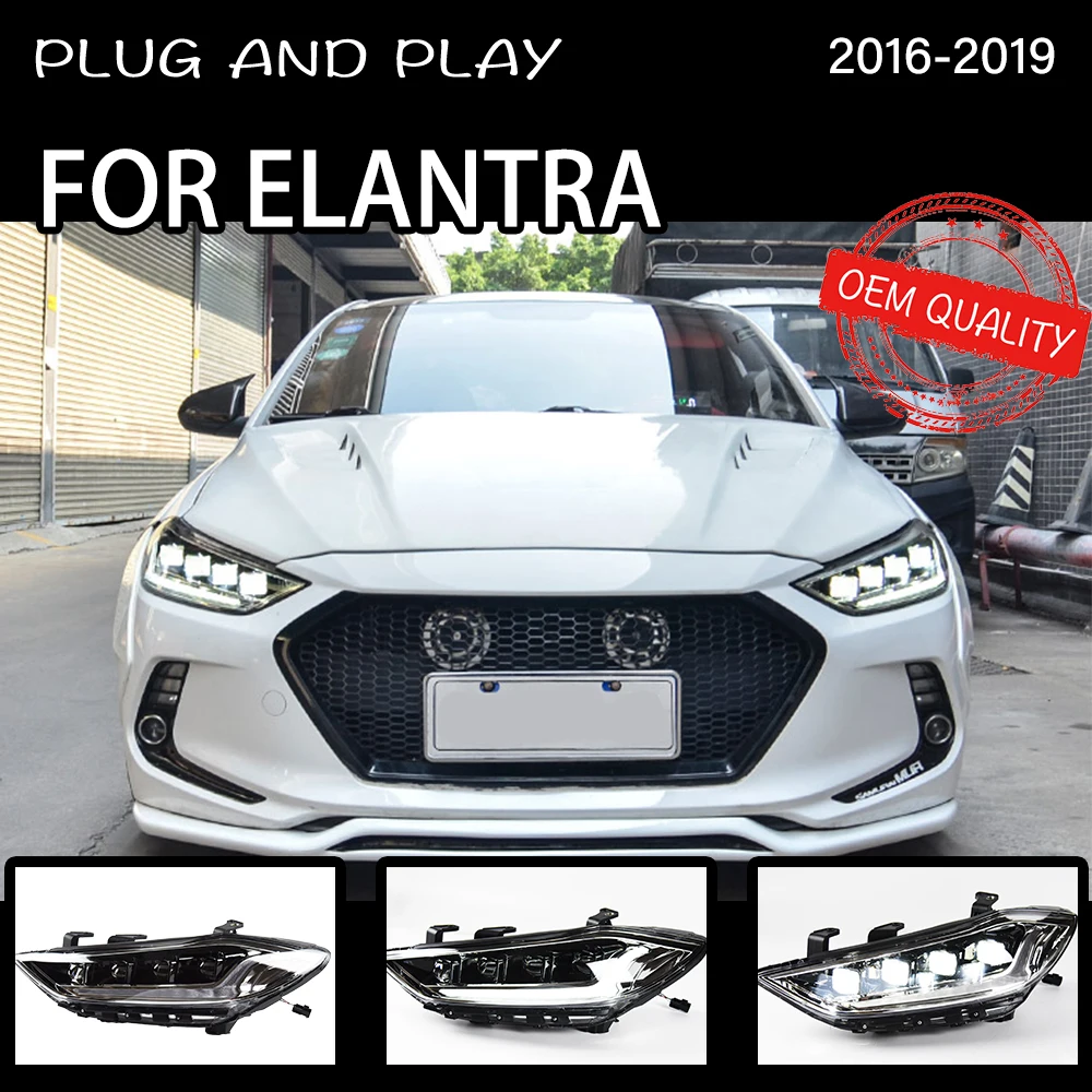 

AKD Head Lamp for Elantra LED Headlight 2016-2019 Headlights Elantra DRL Turn Signal High Beam Angel Eye Projector Lens