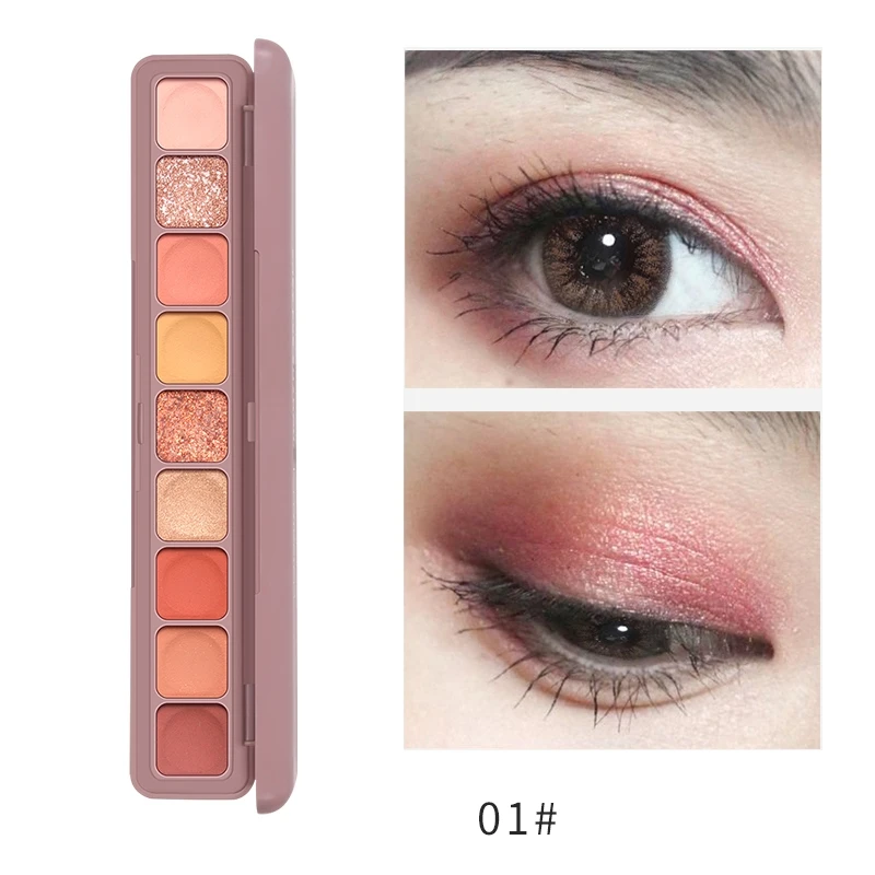 Glitter Eye Shadow Palette Makeup Kit Waterproof 9 Colors Red Nude Matte Pigment Shimmer Colorful Eyeshadow Powder Cosmetics