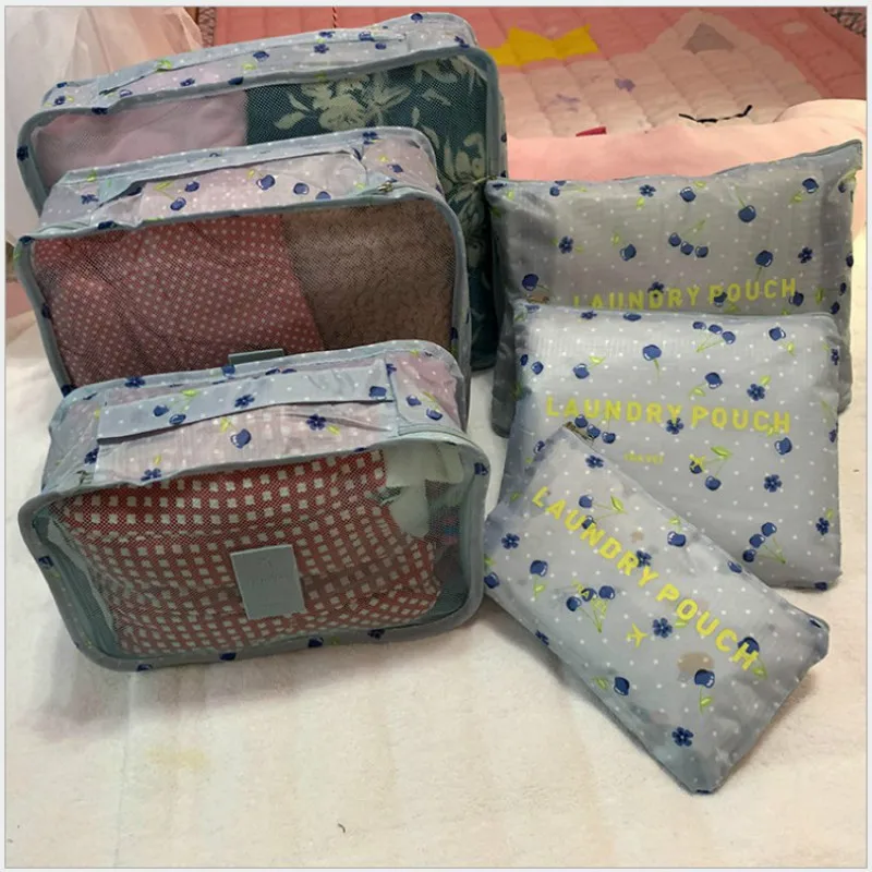 Travel Packing Cubes 6pcs/set Fashion Waterproof Large Capacity Clothing Sorting Organize Bag Moving Luggage Packing Bags