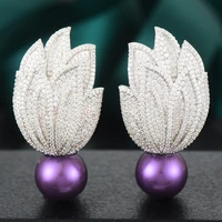 soramoore super luxury passionate torch pearl earrings trendy cubic zircon wedding engagement party earrings for women 2022