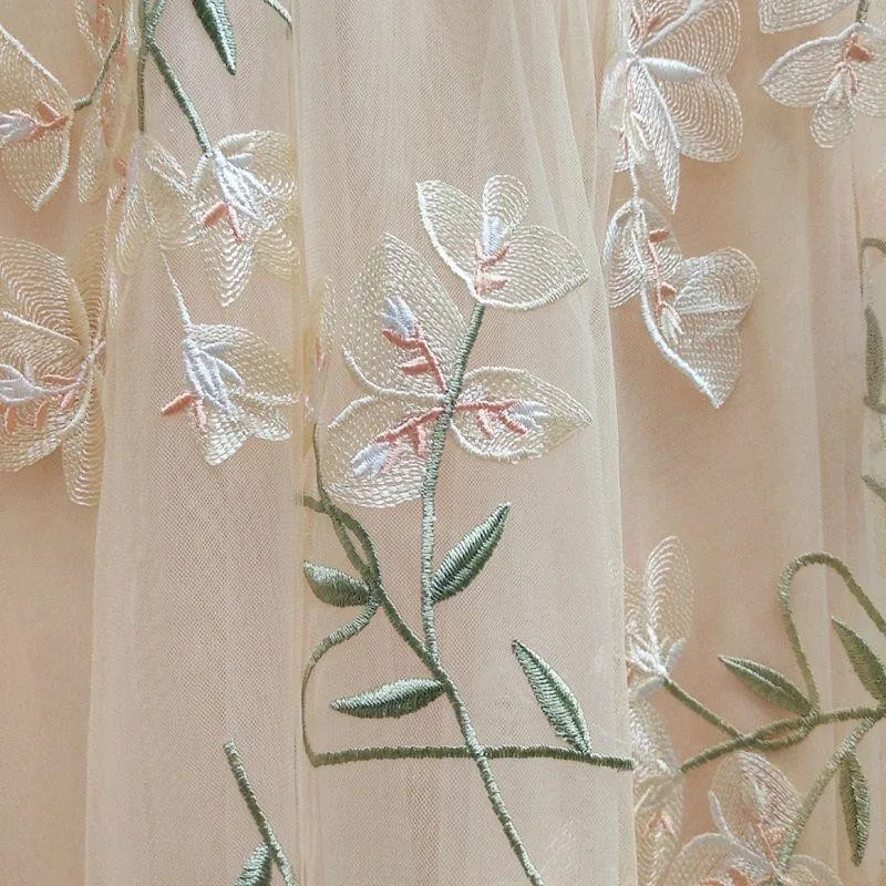 Юбка-пачка женская с цветочной вышивкой кружевная сетчатая элегантная фатиновая