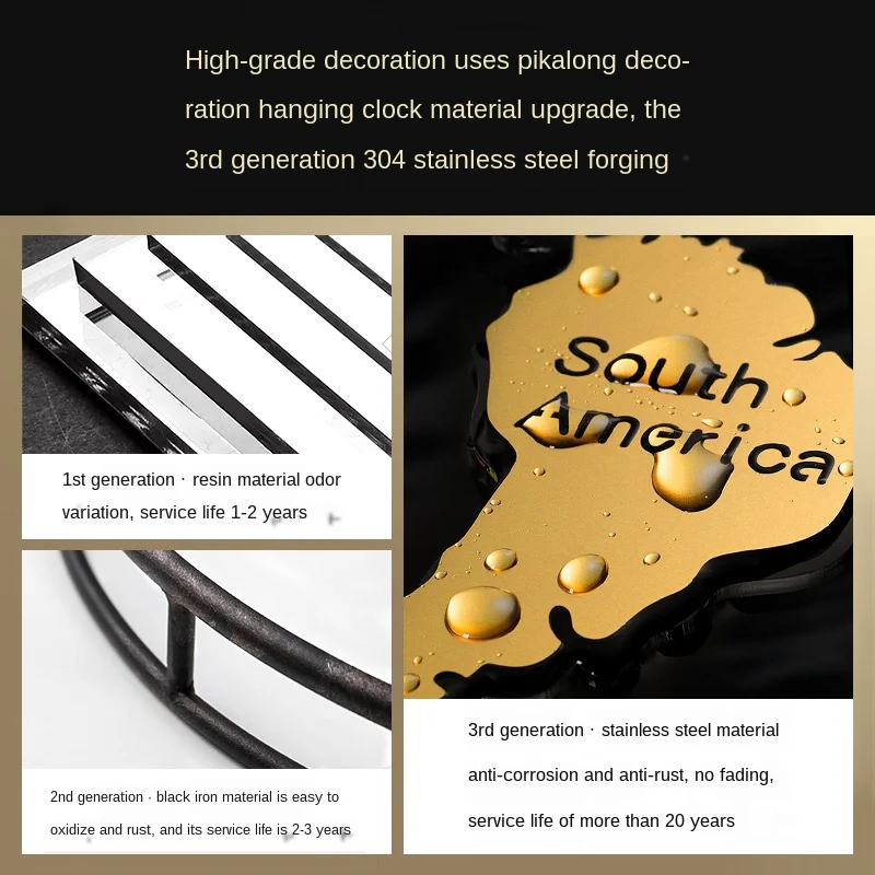 Large Luxury Wall Clock Modern Design Living Room Gold Silent Nordic Creative World Map Clocks 3d Watch Home Decoration Gift | Дом и сад