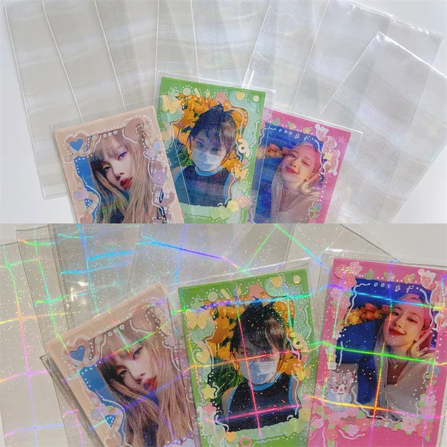 30pcs Clear Laser Neon Stars Flashing Card Sleeves Protector For 3inch Postcard Photo Album Women Men ID Credit Holder Bag | Багаж и сумки