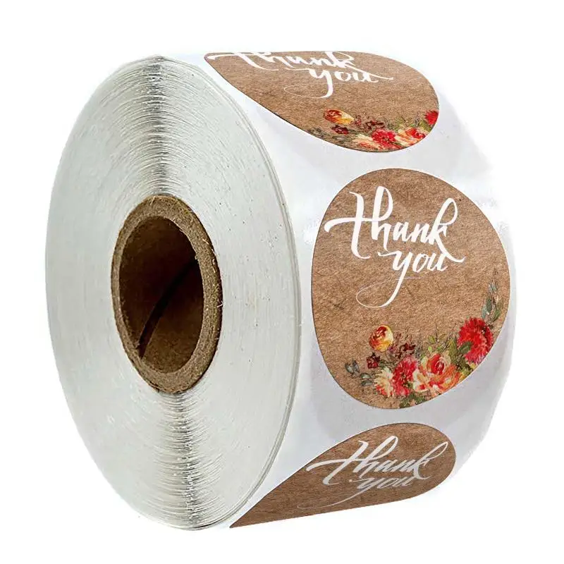 

Круглые Цветочные наклейки из крафт-бумаги "спасибо", 1 дюйм, 500, украшения ручной работы, ценники, персонализированные креативные запечатыва...