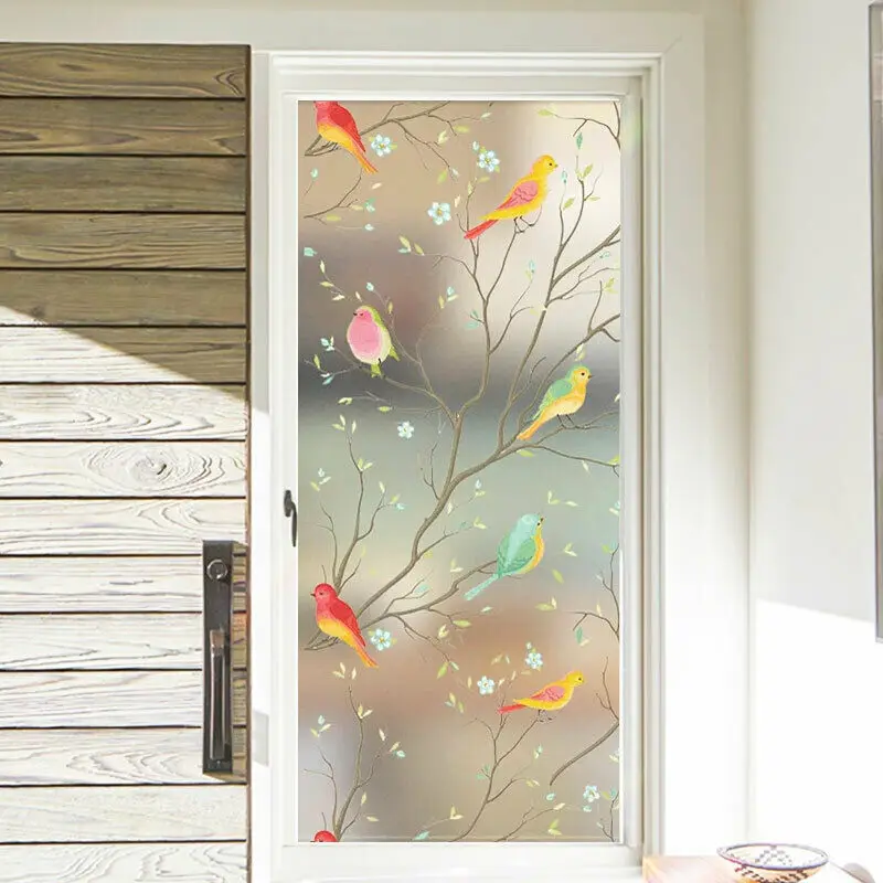 Window Self-Adhesive Film Frosted Glass Bird Static Adhesive Sticker | Дом и сад