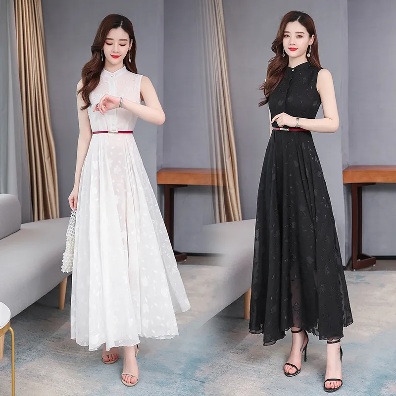 

Chiffon dress 2021 new summer popular skirt long waist-length dress with feminine long skirt girl