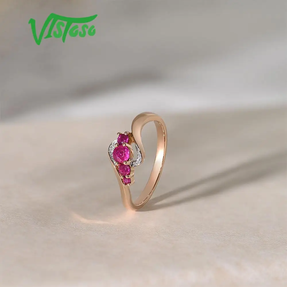 Женское золотое кольцо с бриллиантами VISTOSO розовое золото 14 к 585 пробы со