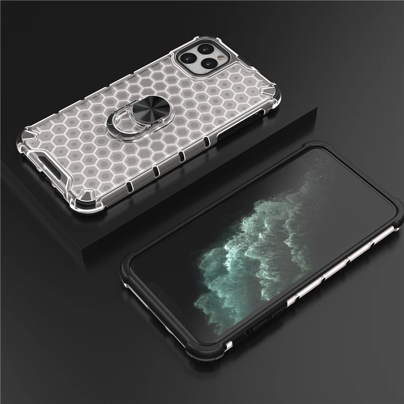 For iPhone 11 Pro max XS XR 7 8 6S 6 Plus SE 2020 Case Ring Holder translucent Soft Silicone Armor Rugged Shockproof Phone | Мобильные