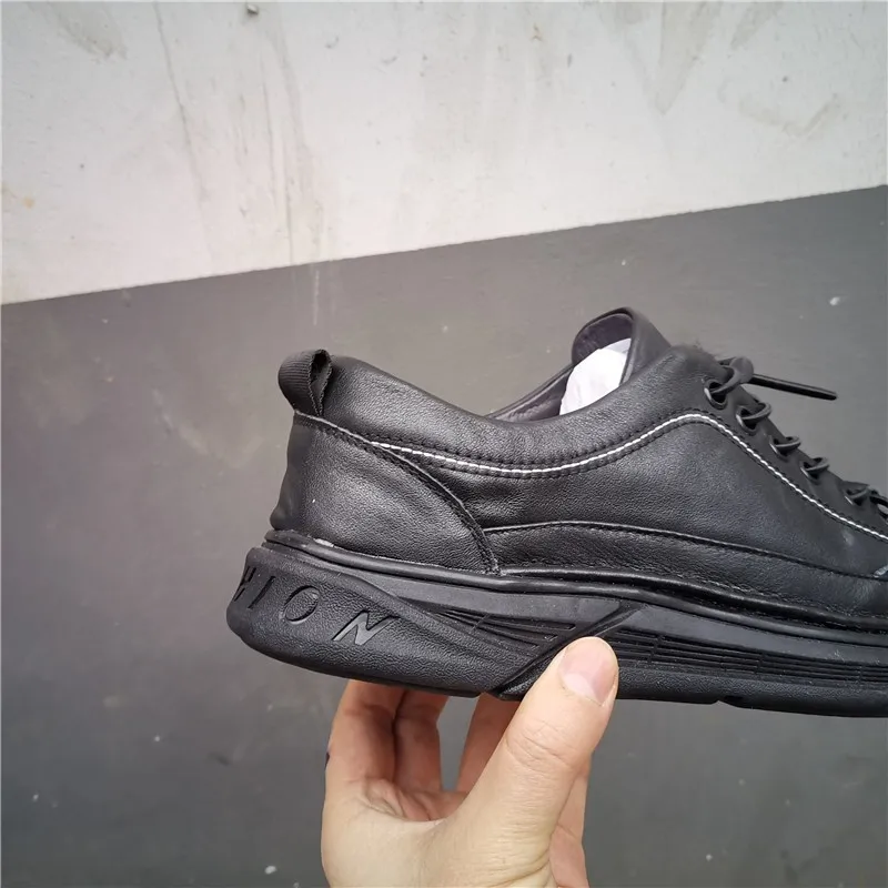 Кроссовки мужские из натуральной воловьей кожи эластичная лента Уличная обувь