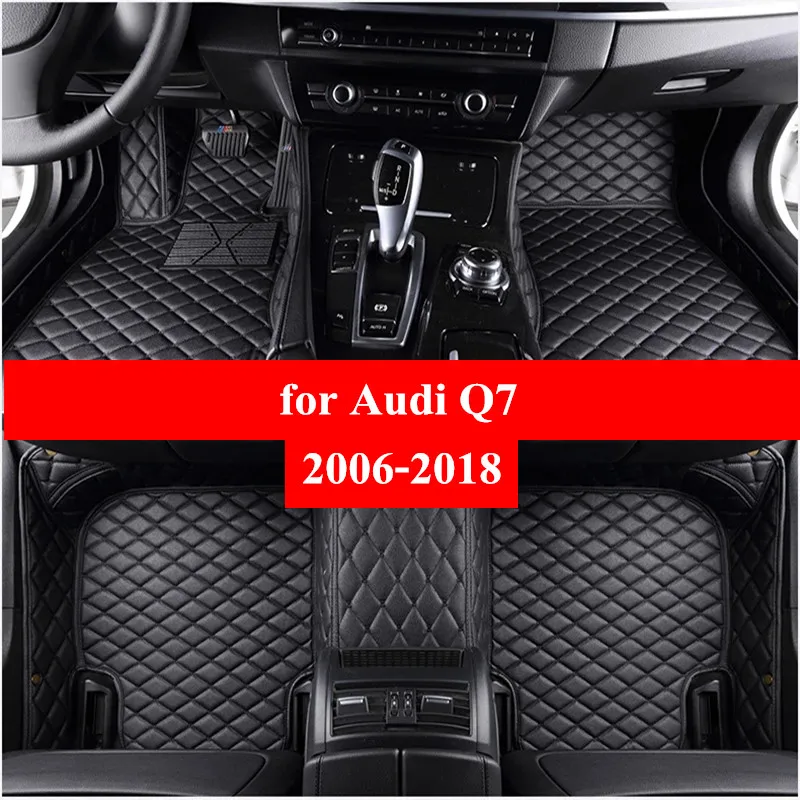 Car Floor Mats For Audi Q7 2006 2007-2014 2015 2016 2017 2018 Flash Mat Leather Custom Foot Pads Automobile Carpet Car Covers