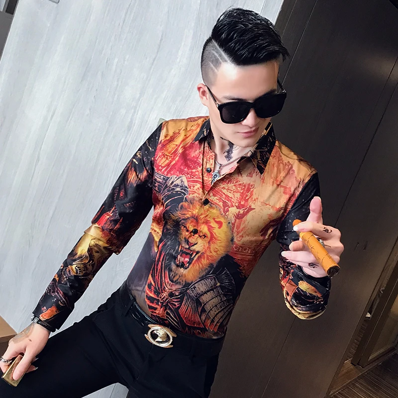 

American wind 2019 new social youth net new handsome red personality, cultivate morality C118 P58 - long sleeve shirt men