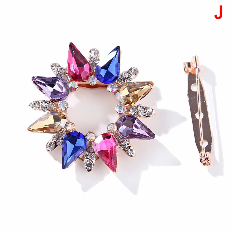 

Wreath Brooch Rhinestone Multicolor Brooches Pins Crystal Wedding Broaches For Bridal Bouquet Dress Sash Broach Jewelry Gift