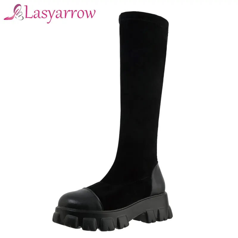 

Женские ботильоны Lasyarrow, эластичные, осенне-зимние полусапожки, короткие сапоги, модные ботинки, размер 32-46
