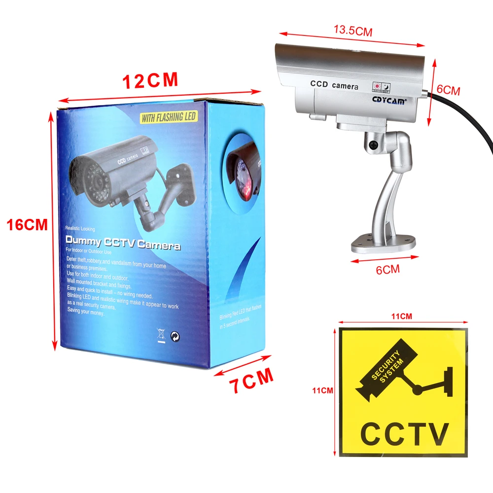Cdycam Fake Dummy Camera Bullet Waterproof Outdoor Indoor Security CCTV Surveillance With Flashing Red LED Free Shipping | Безопасность