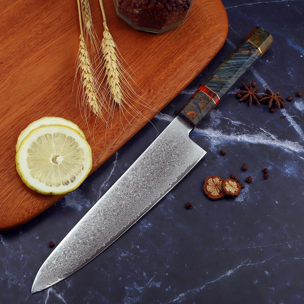 

8.5 Inch Japanese VG10 Damascus 67 Layers Steel Solidified Stable Wooden Handle Chef's Special Knife
